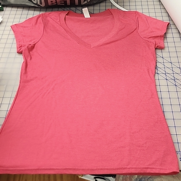 District Tops - Raspberry Red/Fushia V-neck women's fitted District tshirt